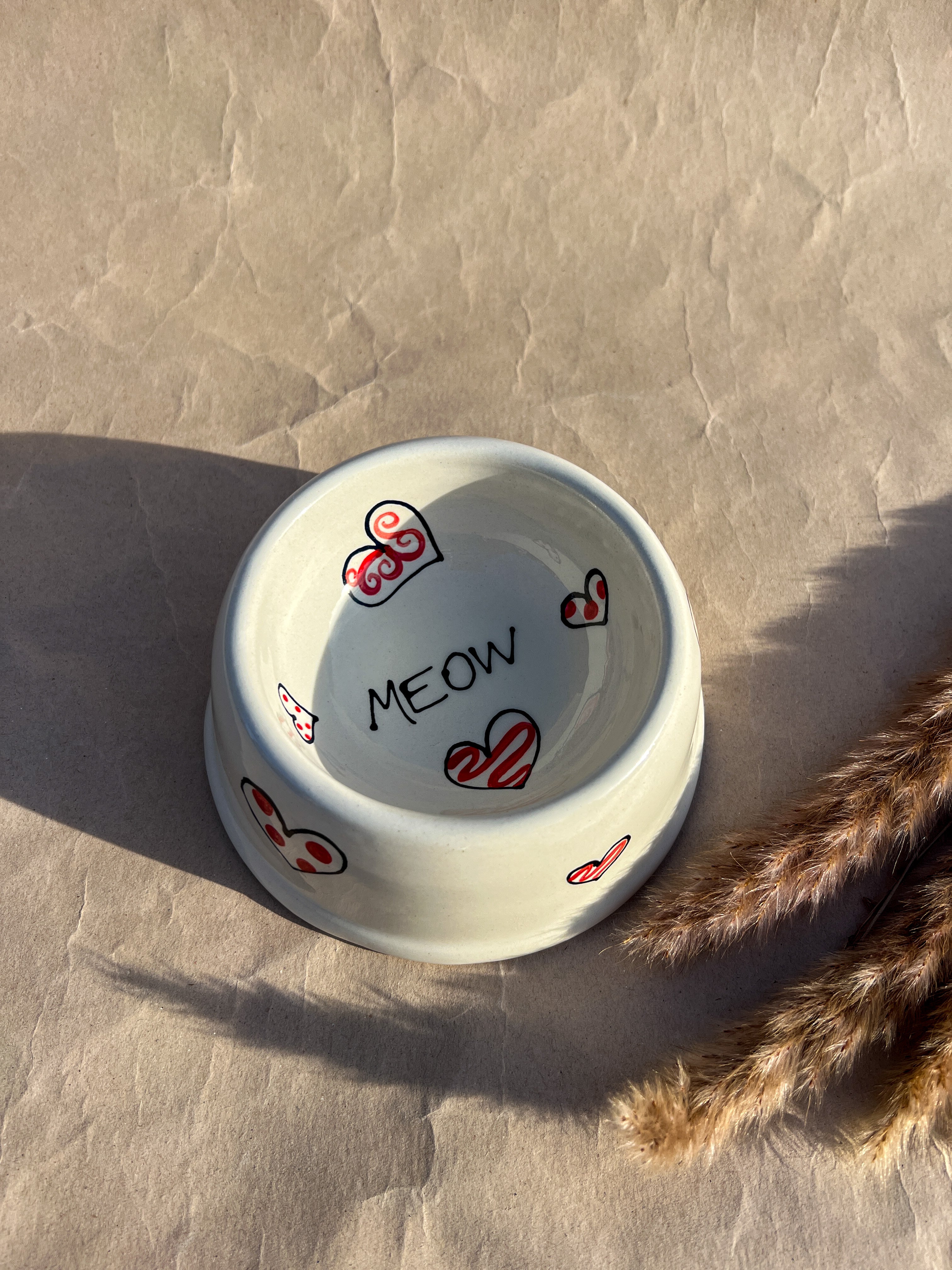 Cat Bowl - Hearts -
