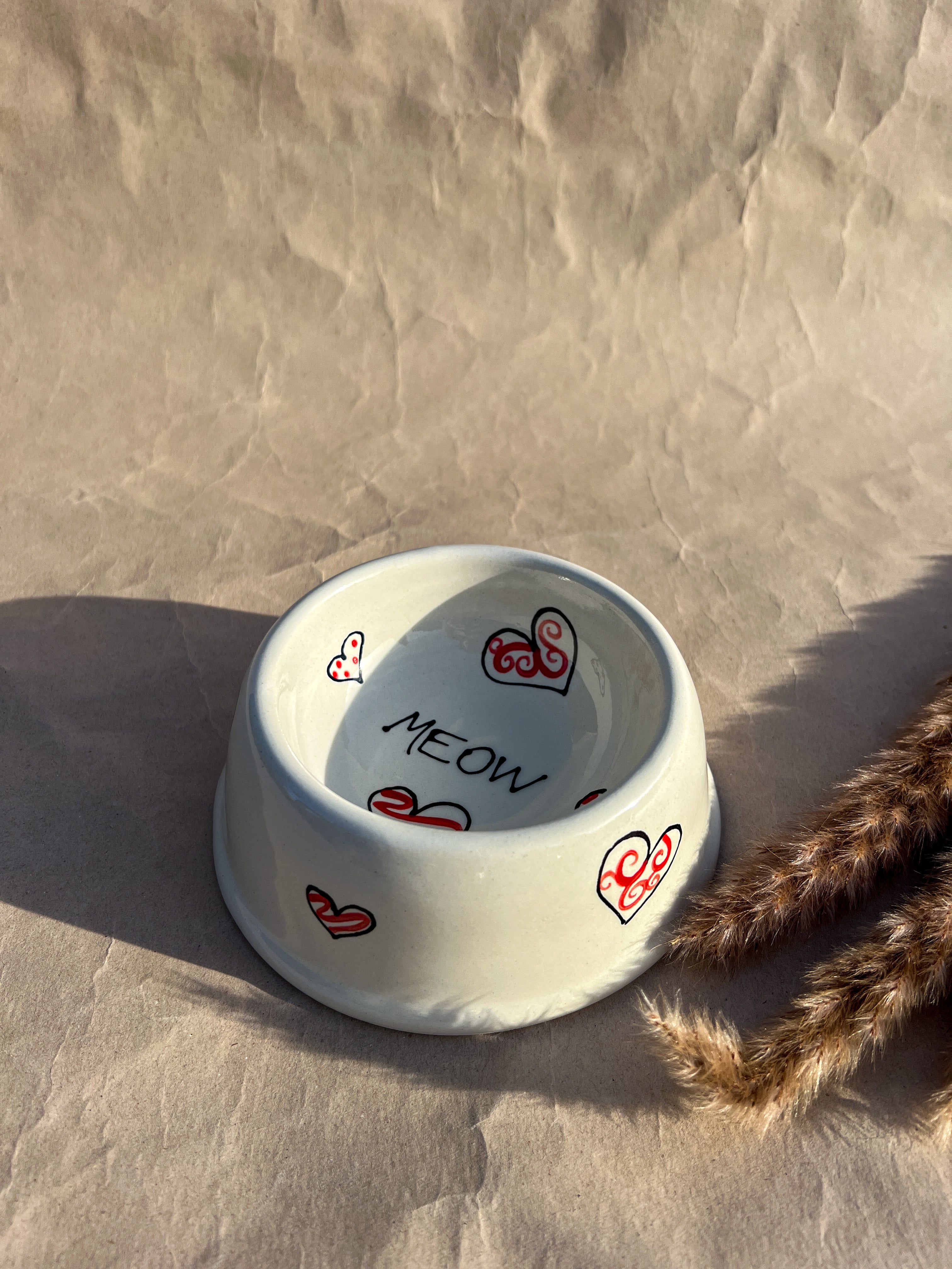 Cat Bowl - Hearts -