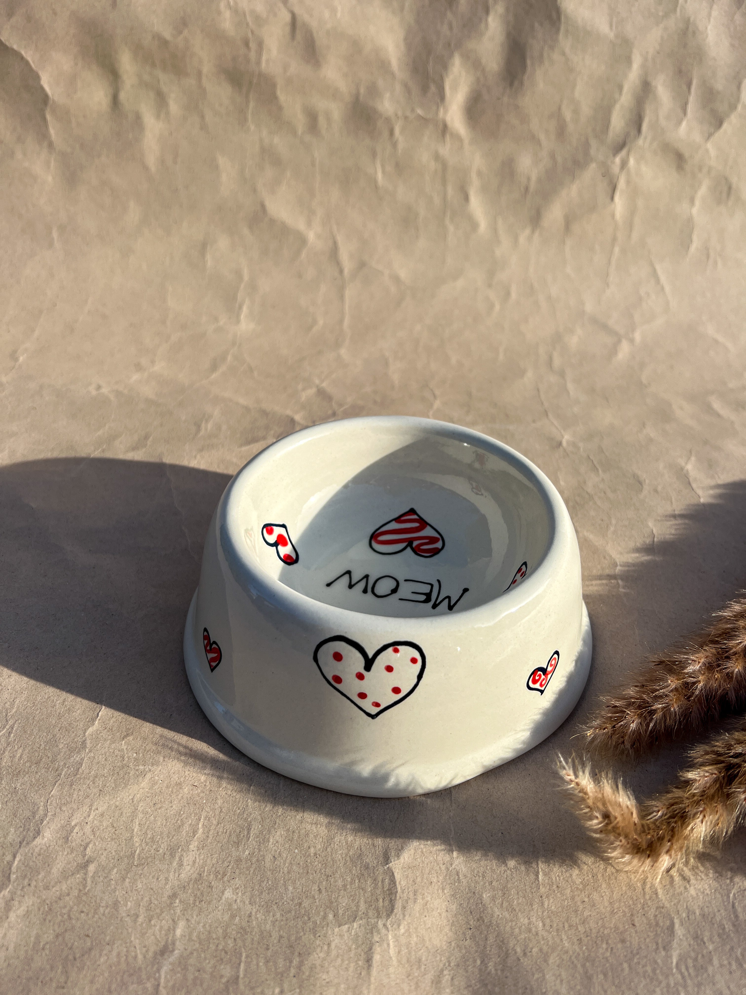 Cat Bowl - Hearts -