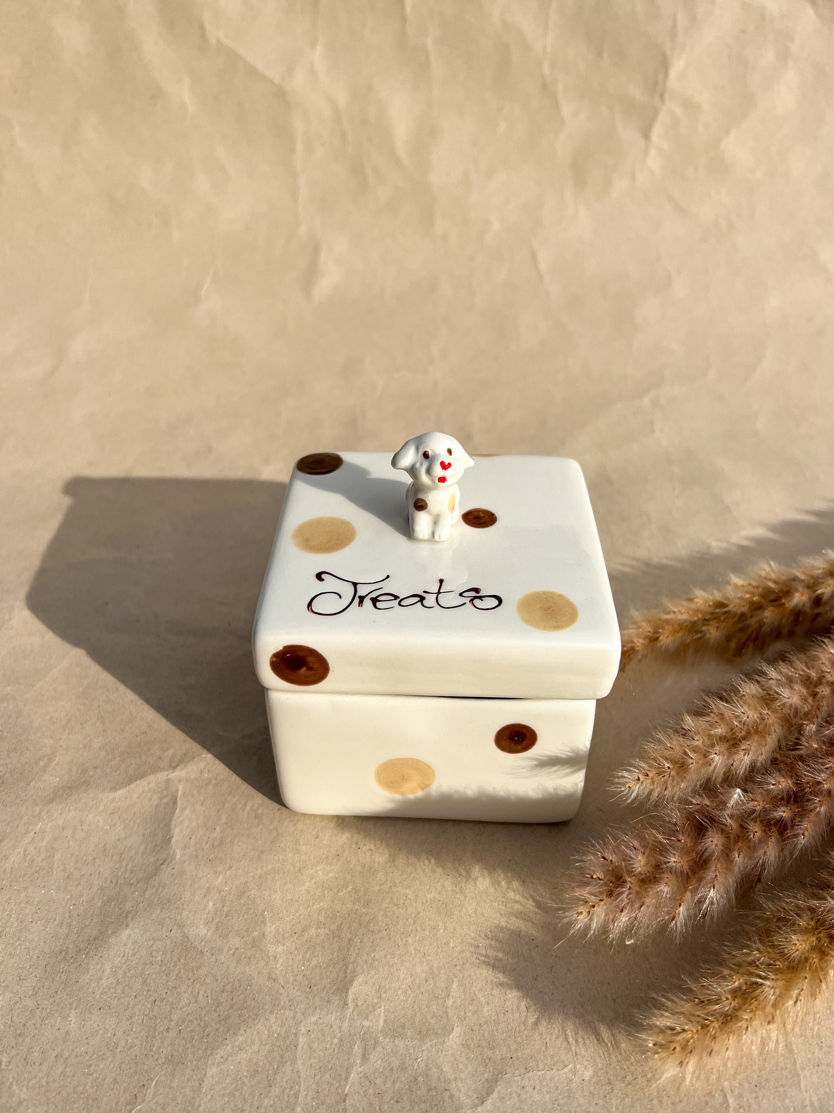 Treat Jar Square - Brown Dots