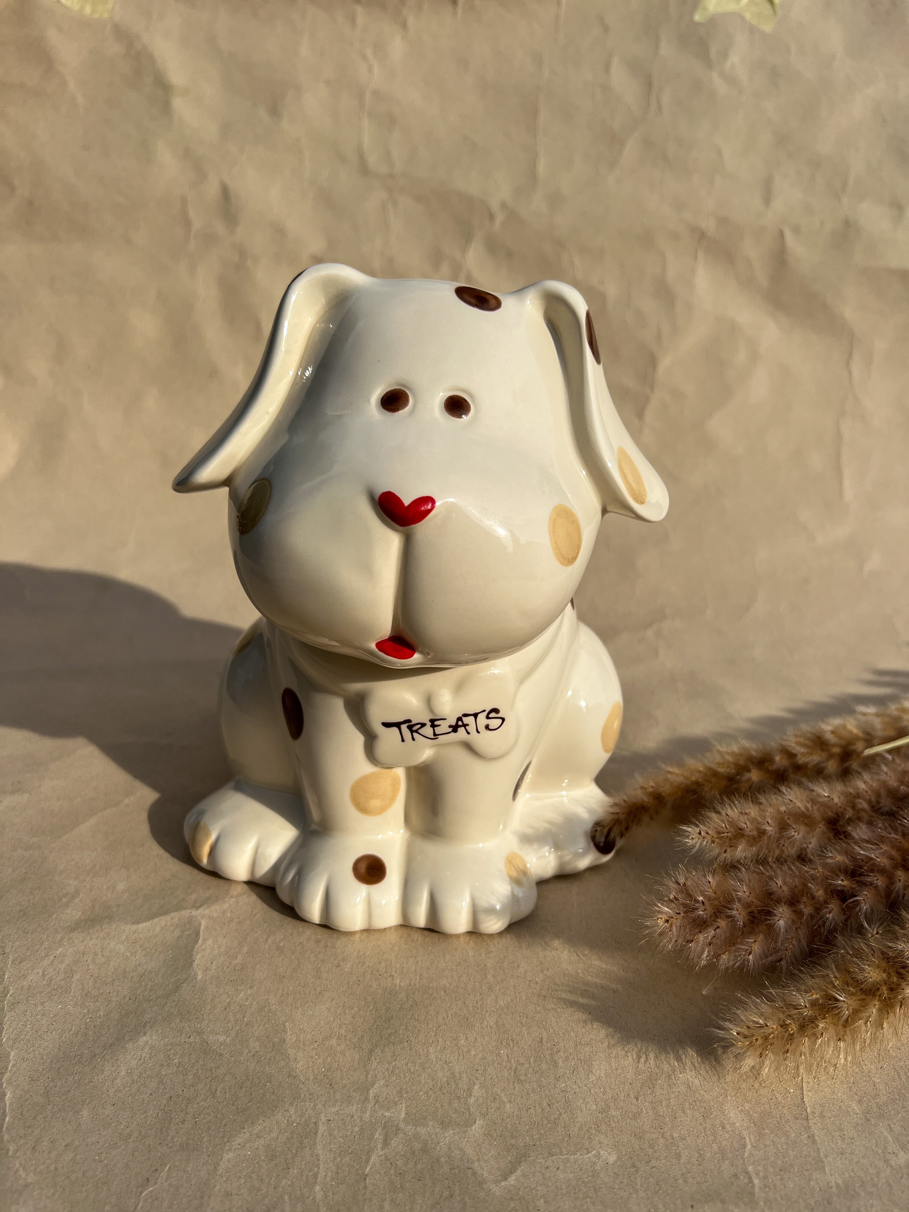 Treat Jar - Brown Dots - "Dog"