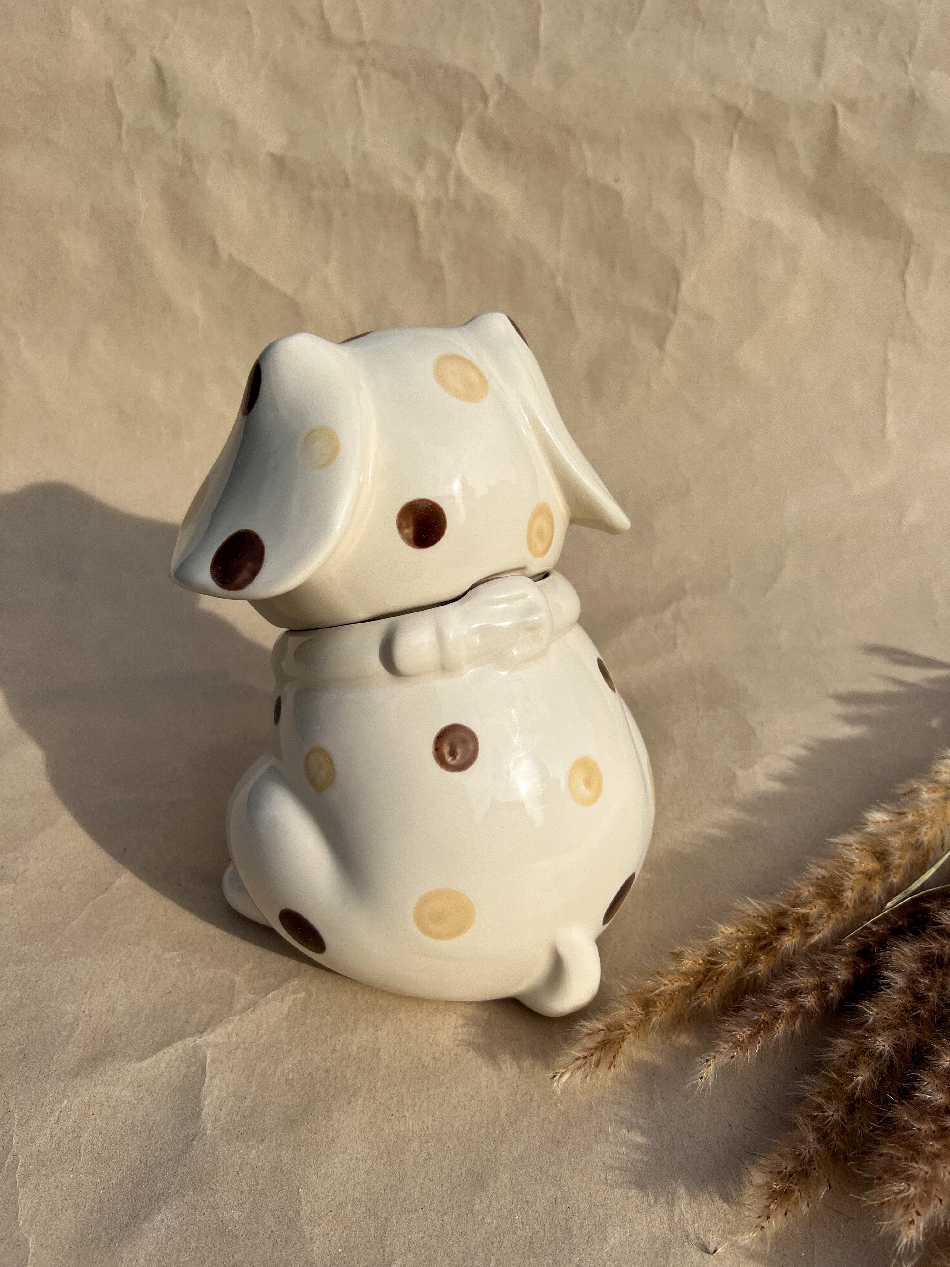 Treat Jar - Brown Dots -