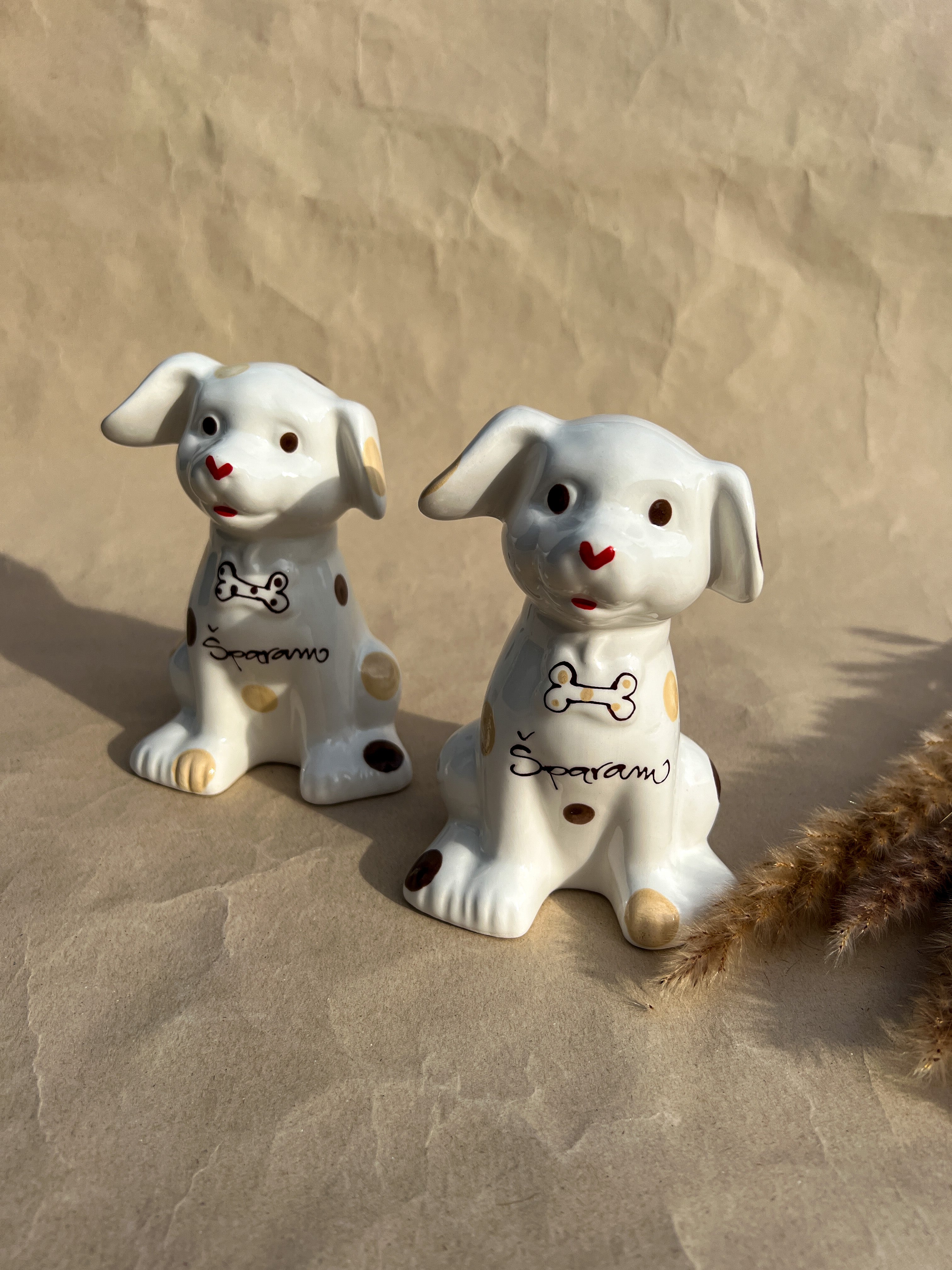 Piggy Bank - Brown Dots - "Dog"