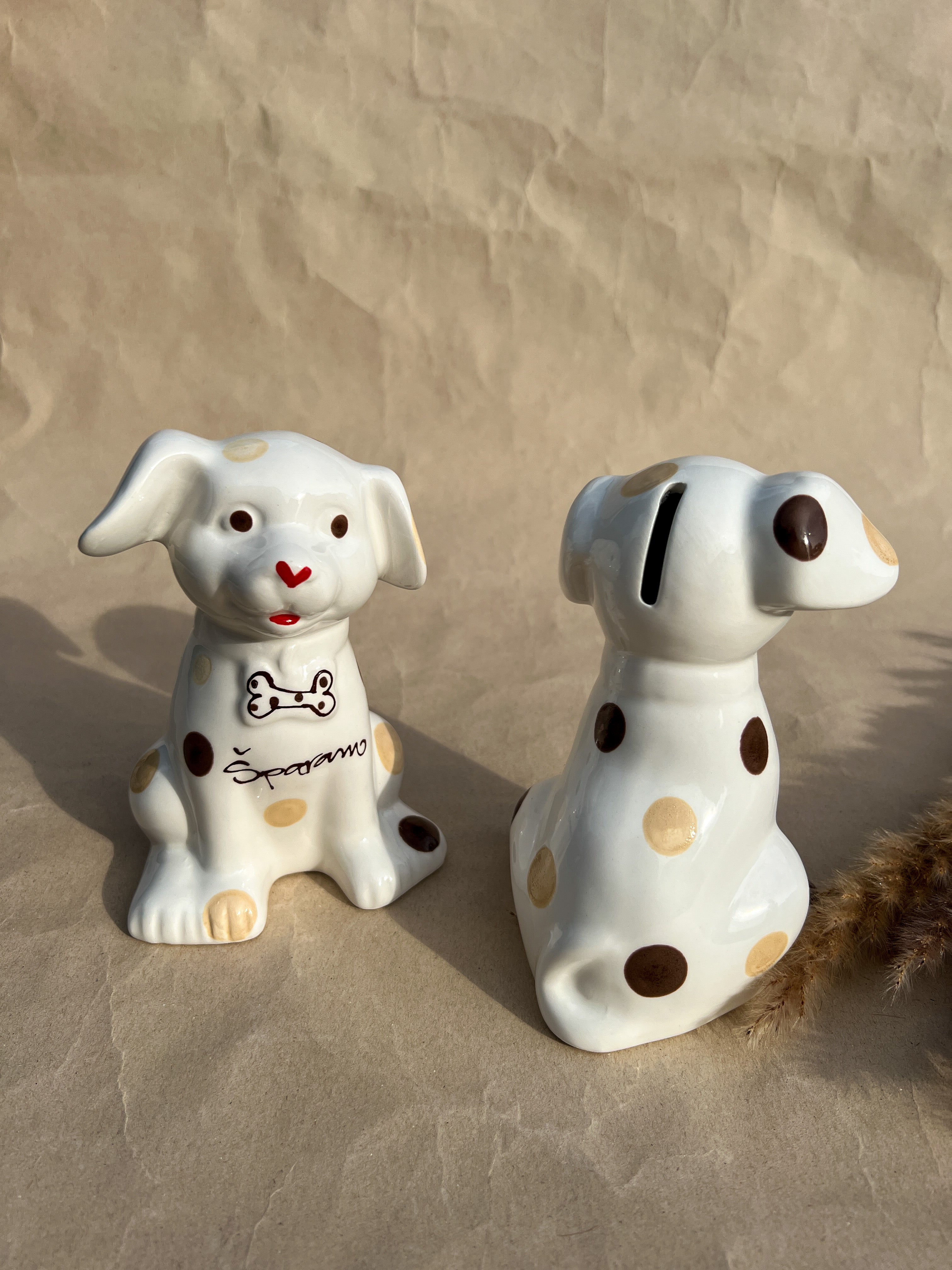Piggy Bank - Brown Dots -