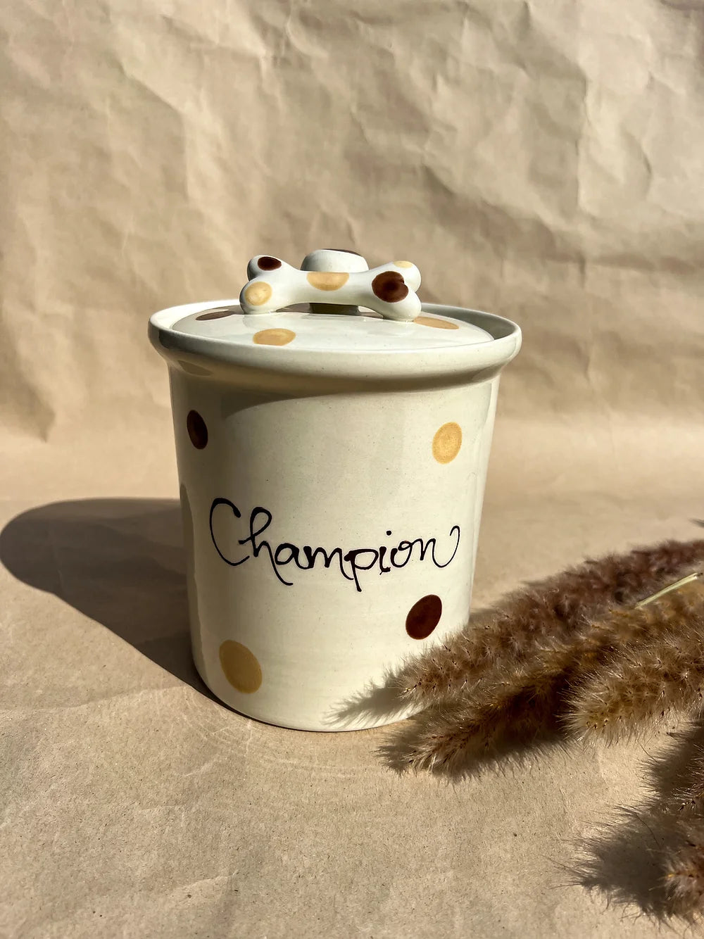 Treats Jar L - Brown Dots - "Champion" (1,3L)