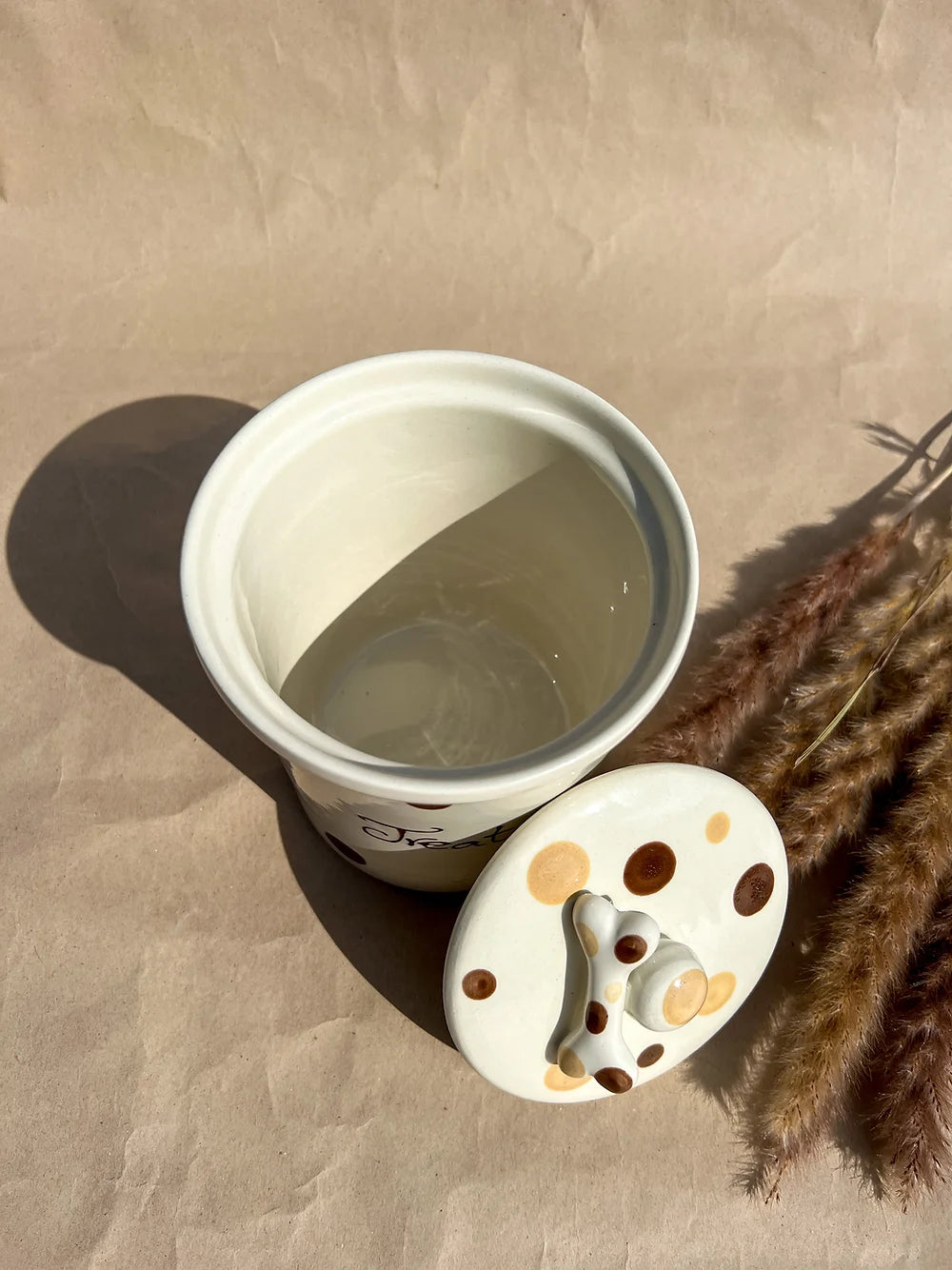 Treats Jar L - Brown Dots -