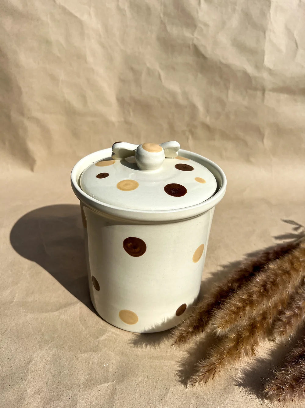 Treats Jar L - Brown Dots -