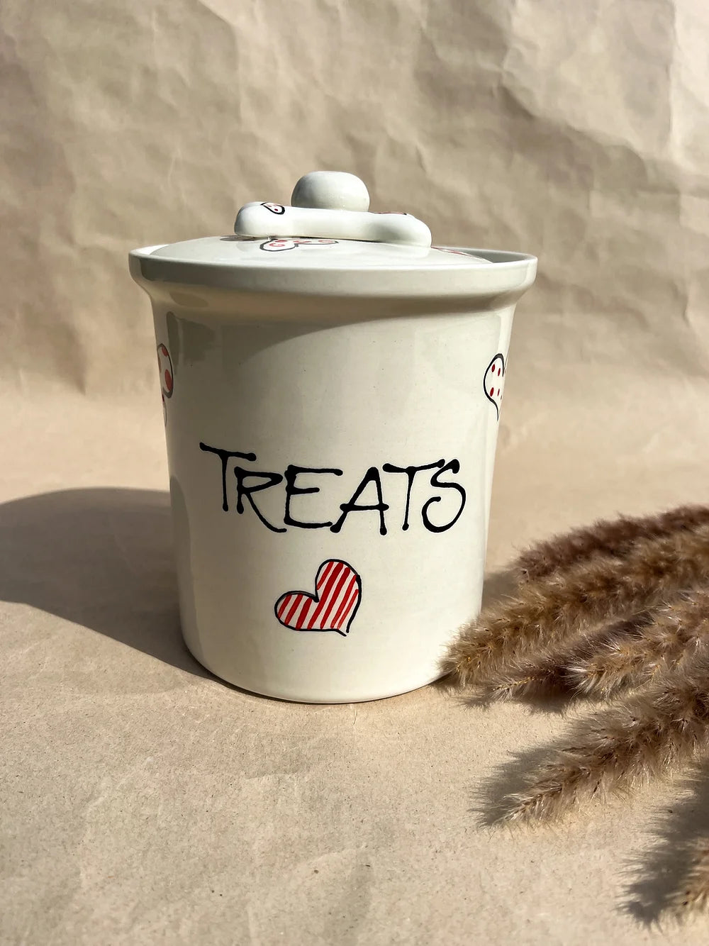 Treats Jar L - Hearts - "Treats" (1,3L)