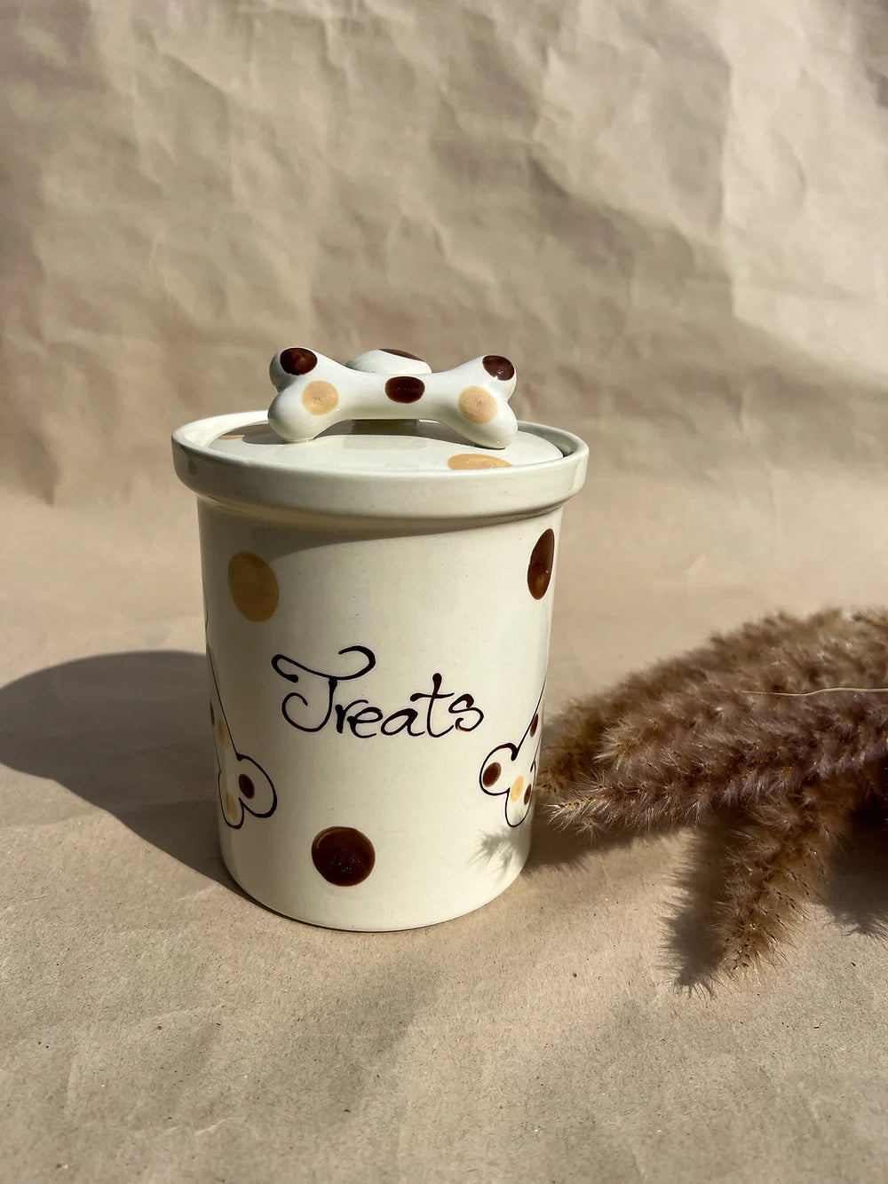 Treats Jar M - Brown Dots / Bones - "Treats" (700ml)