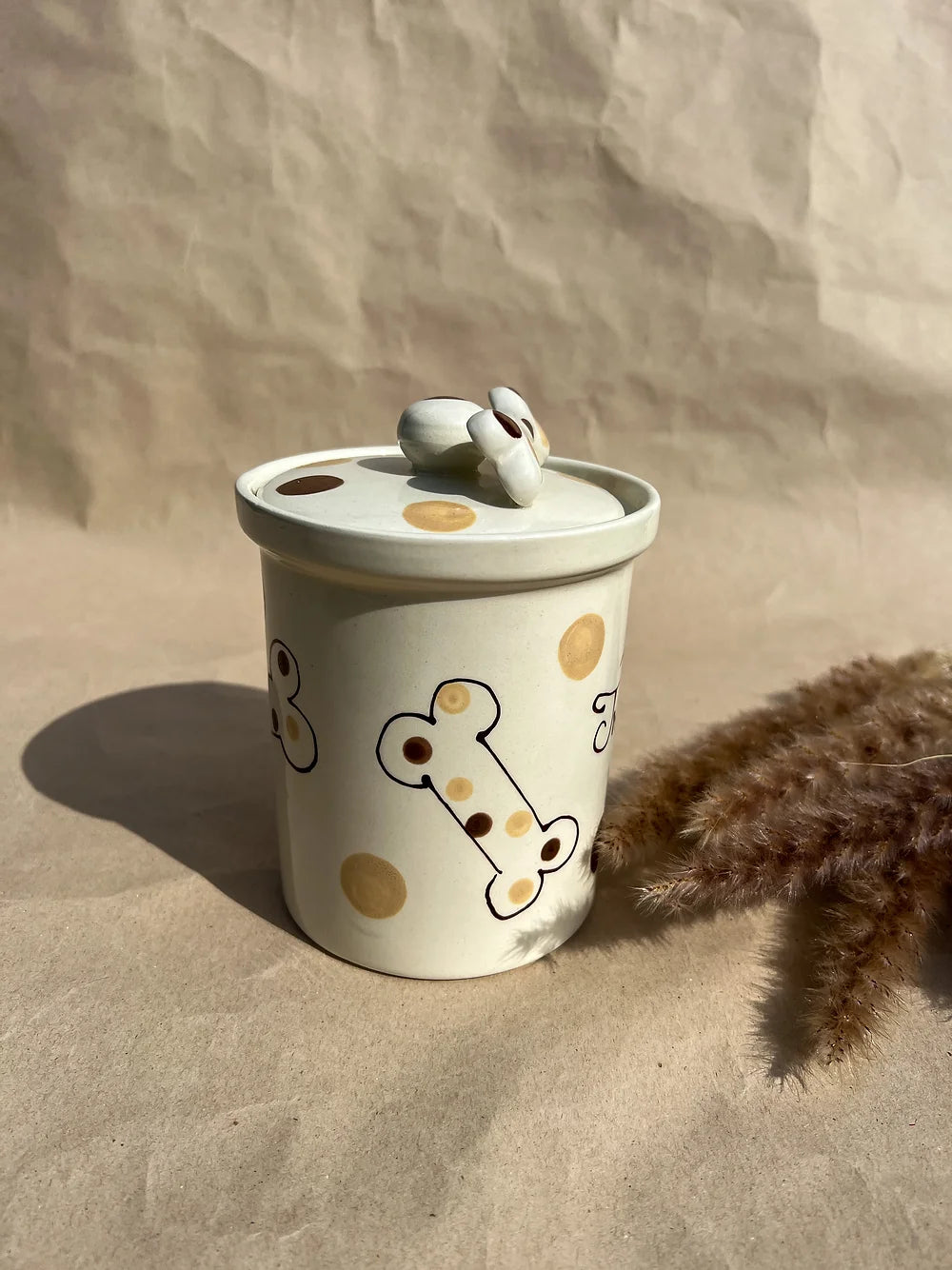 Treats Jar M - Brown Dots / Bones -