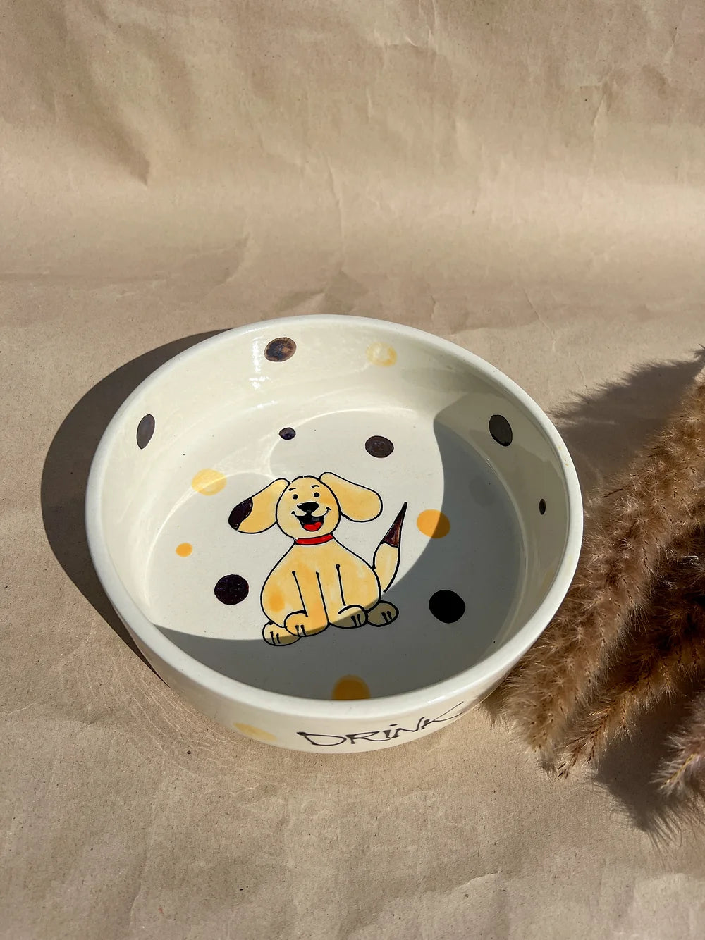 LASSIE - Yellow/Brown Dots + Dog -